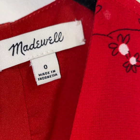 Madewell Red floral print, faux wrap style dress - Picture 2 of 6
